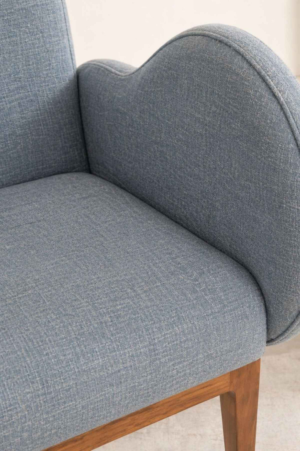 Upholstered Bundle Fibo Accent Chair in Raffia Misty Grey Fabric