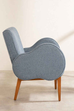 Upholstered Bundle Fibo Accent Chair in Raffia Misty Grey Fabric