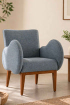 Fibo Accent Chair in Raffia Misty Grey Fabric