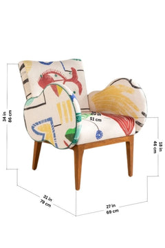 Upholstered Bundle Fibo Accent Chair in Face To Face Fabric