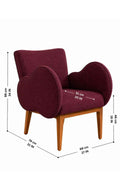 Upholstered Bundle Fibo Accent Chair in Raffia Plum Red Fabric