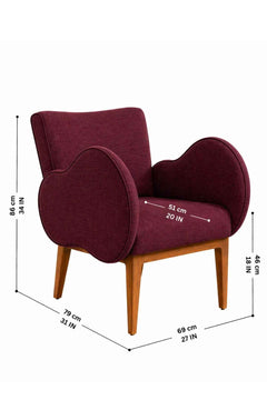 Upholstered Bundle Fibo Accent Chair in Raffia Plum Red Fabric