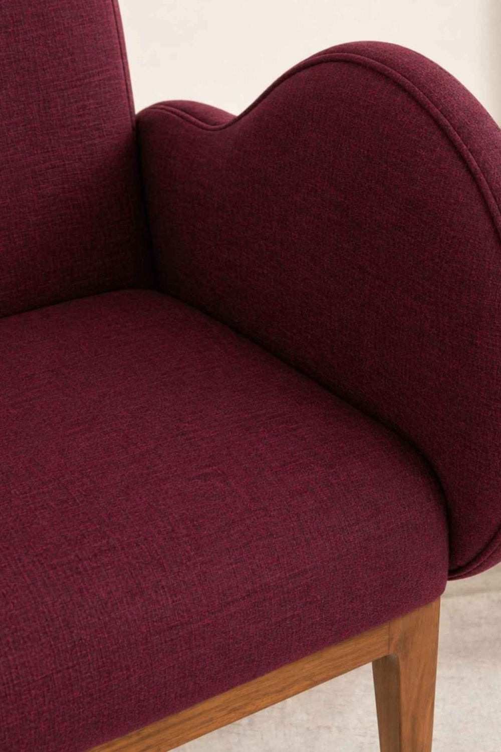 Upholstered Bundle Fibo Accent Chair in Raffia Plum Red Fabric