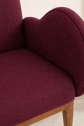Upholstered Bundle Fibo Accent Chair in Raffia Plum Red Fabric