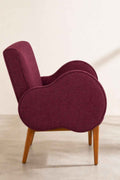 Upholstered Bundle Fibo Accent Chair in Raffia Plum Red Fabric