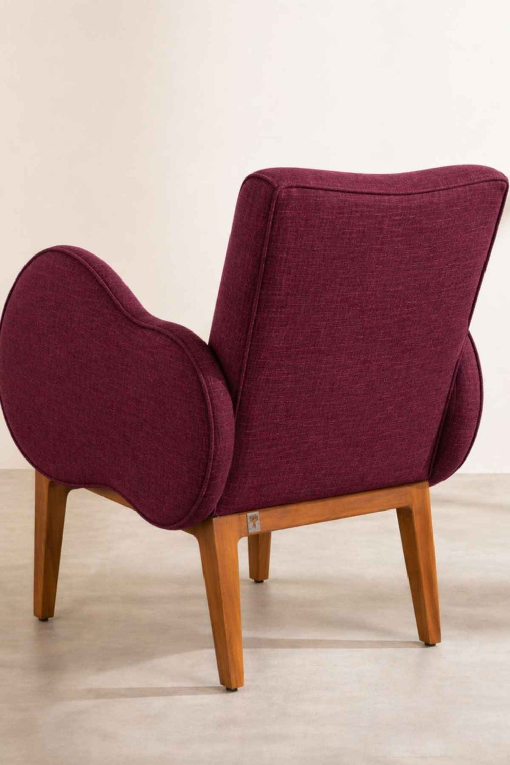 Upholstered Bundle Fibo Accent Chair in Raffia Plum Red Fabric