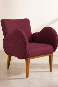 Upholstered Bundle Fibo Accent Chair in Raffia Plum Red Fabric