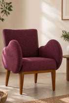 Fibo Accent Chair in Raffia Plum Red Fabric