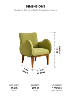 Upholstered Bundle Fibo Accent Chair in Raffia Citron Green Fabric