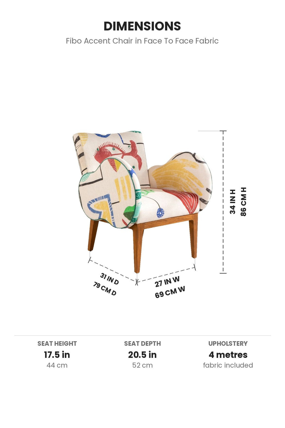 Upholstered Bundle Fibo Accent Chair in Face To Face Fabric
