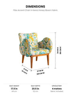 Upholstered Bundle Fibo Accent Chair in Keora Honey Bloom Fabric