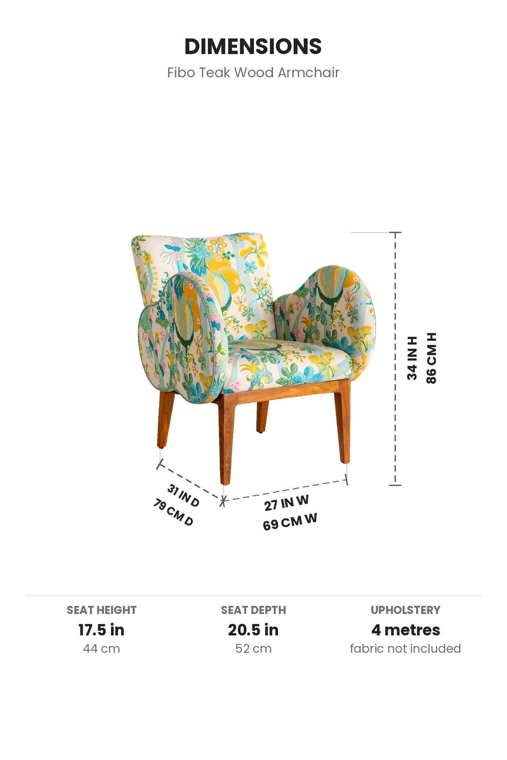 ARMCHAIRS & ACCENTS Fibo Teak Wood Armchair