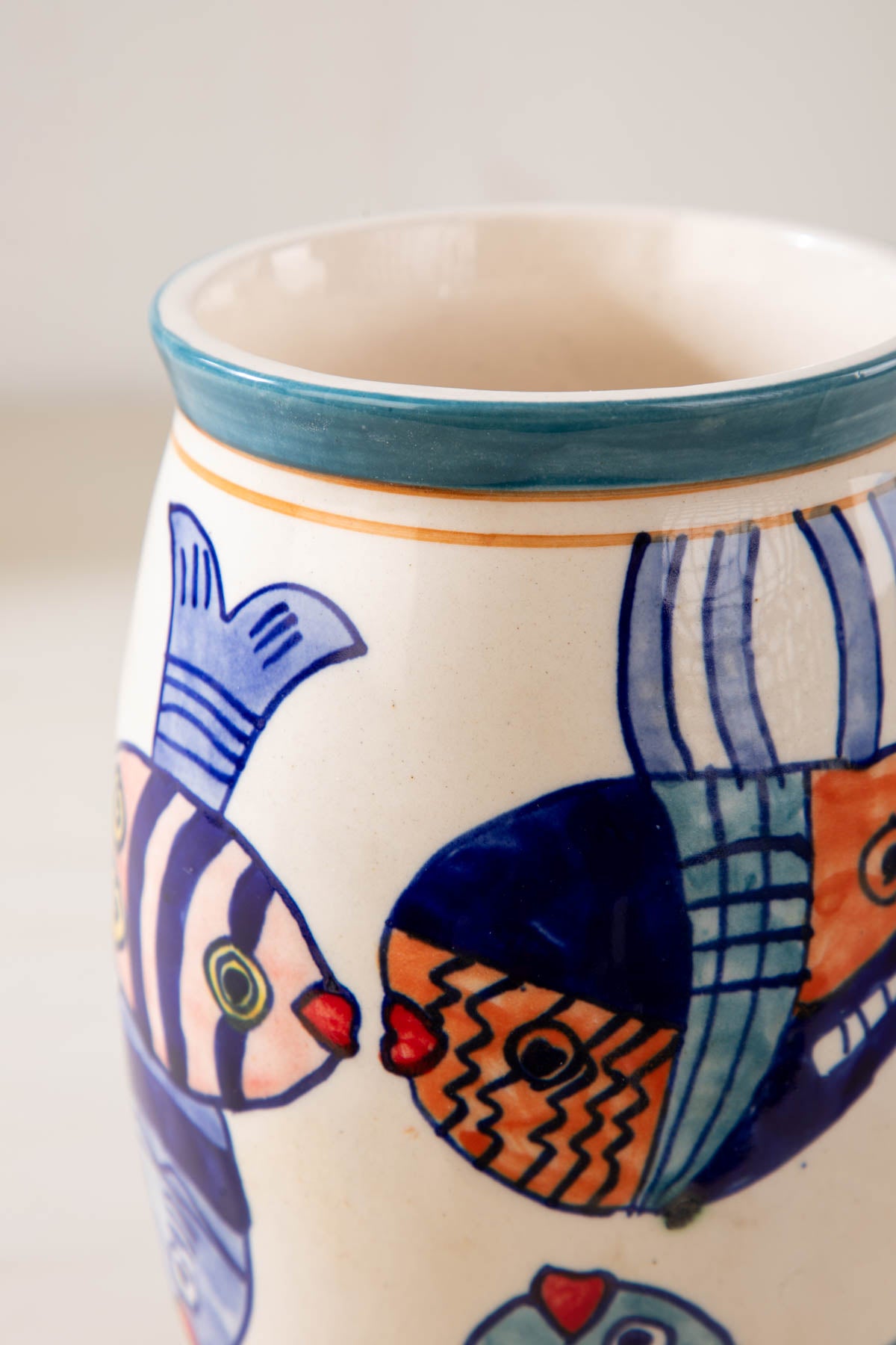 FLOWER VASES Fish Big Blue Ceramic Vase