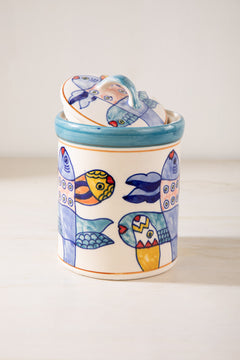 Azure Fin Lidded Jar (Blue)