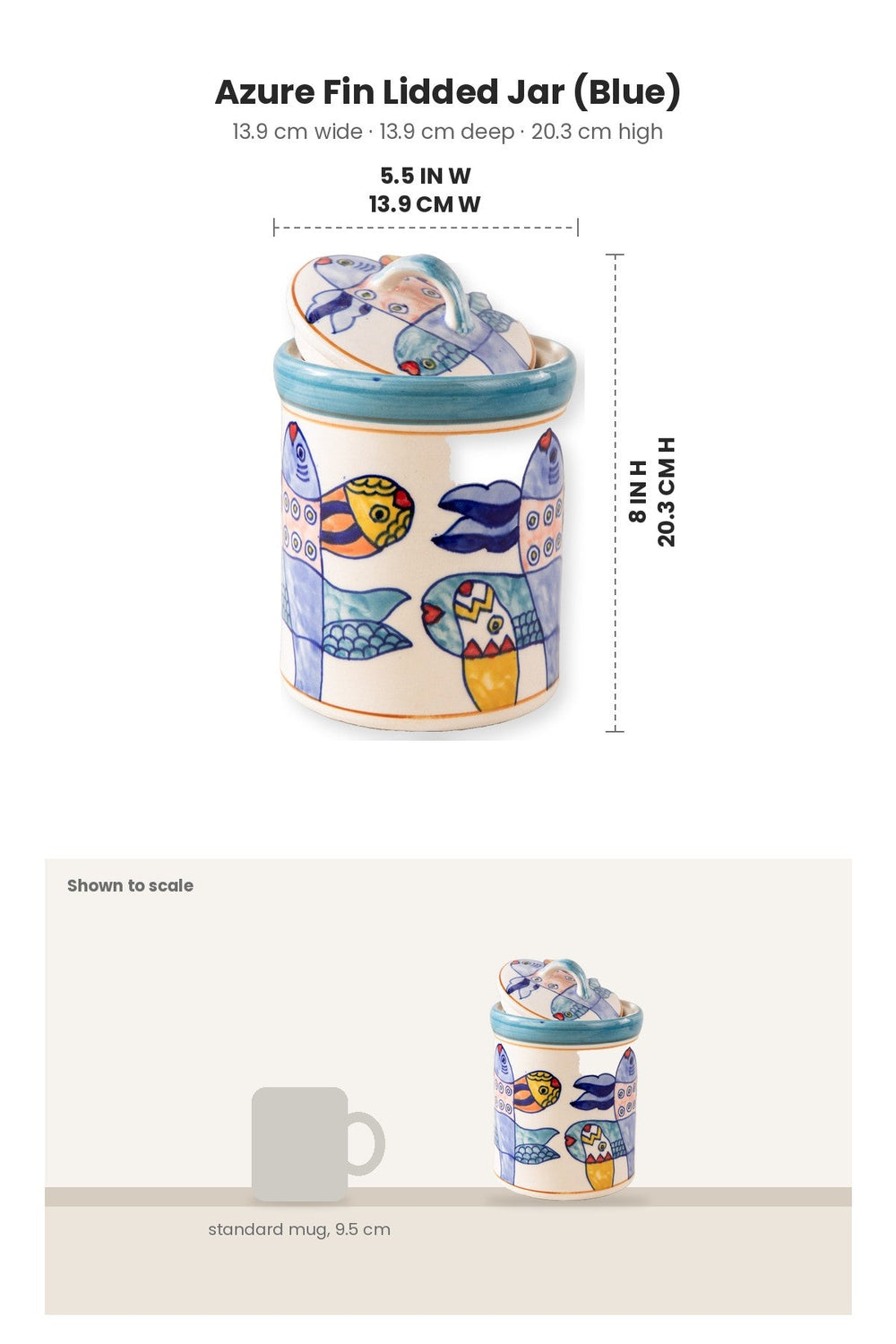 FLOWER VASES Azure Fin Lidded Jar (Blue)