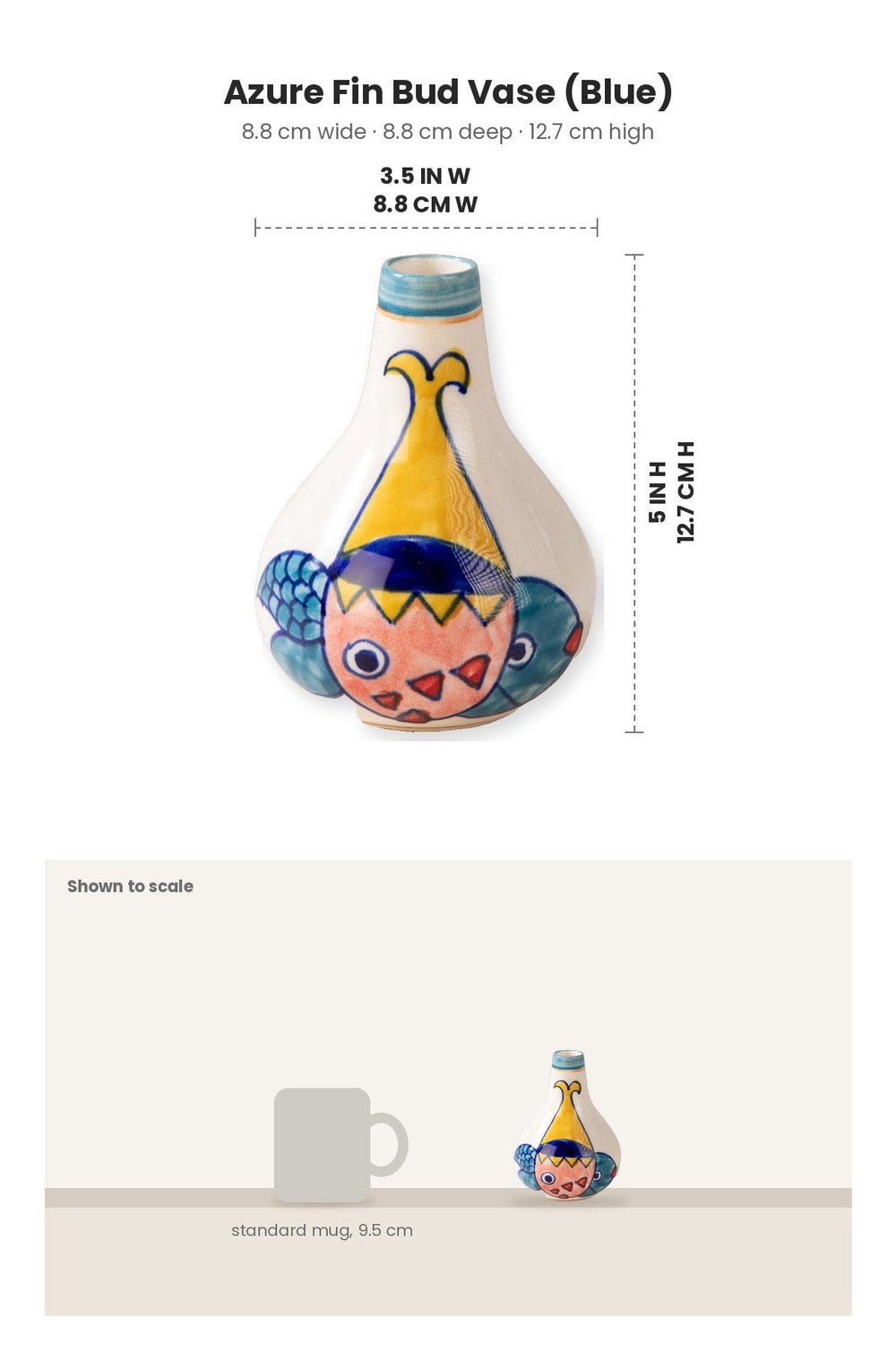 FLOWER VASES Azure Fin Bud Vase (Blue)