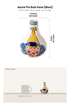 FLOWER VASES Azure Fin Bud Vase (Blue)