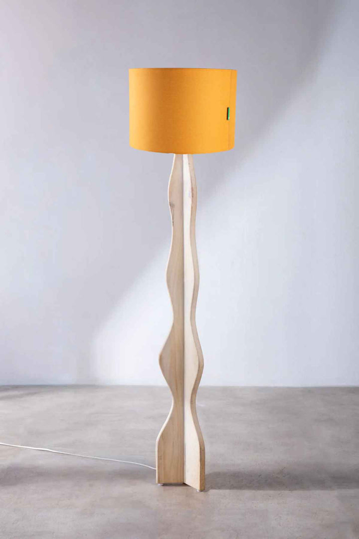 Lighting Bundle Flair Tripod Floor Lamp with Solid Drum Lampshade (Yellow)