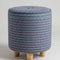 Flower Pouffe in Code Shadow Plum Blue Fabric