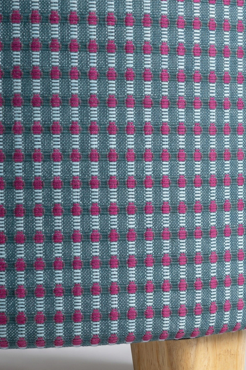 Upholstered Bundle Flower Pouffe in Code Shadow Plum Blue Fabric