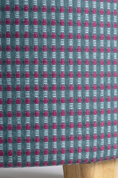 Upholstered Bundle Flower Pouffe in Code Shadow Plum Blue Fabric