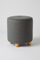 Flower Pouffe in Code Shadow Plum Green Fabric