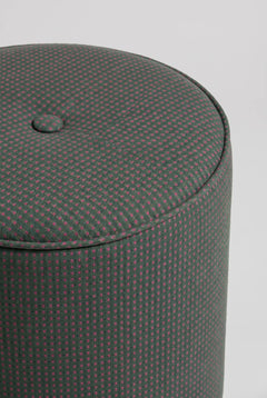 Upholstered Bundle Flower Pouffe in Code Shadow Plum Green Fabric