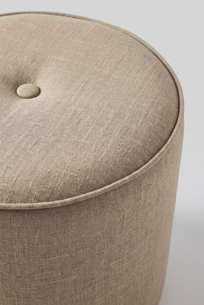 Upholstered Bundle Flower Pouffe in Cornstalk Fabric