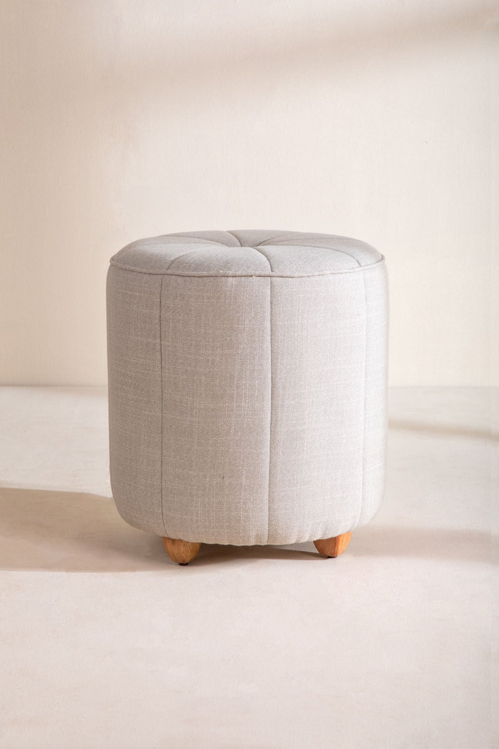 Upholstered Bundle Flower Pouffe in Cornstalk Fabric