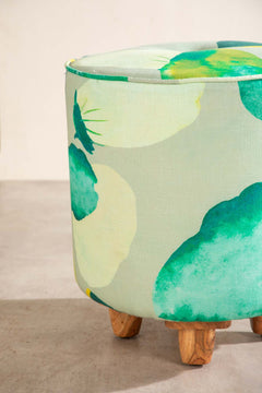 Upholstered Bundle Flower Pouffe in Chasing Monsoon Fabric