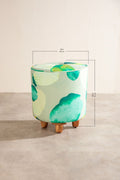 Upholstered Bundle Flower Pouffe in Chasing Monsoon Fabric