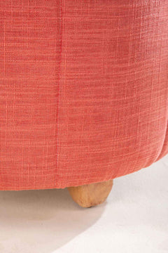 Upholstered Bundle Flower Pouffe in Raffia Red Pepper Fabric