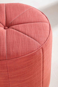 Upholstered Bundle Flower Pouffe in Raffia Red Pepper Fabric