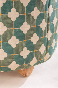 Upholstered Bundle Flower Pouffe in Roz Tile Fabric