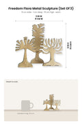FIGURINES Freedom Flora Metal Sculpture (Set Of 3)