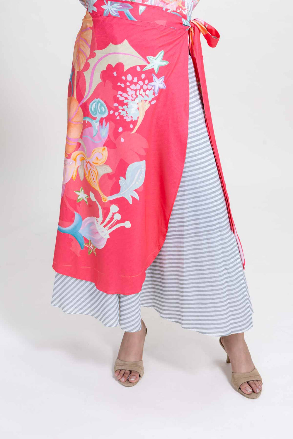 BOTTOMS Vasaka Layered Wrap Skirt (Full On Fuchsia)