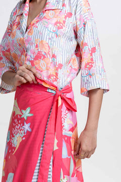 BOTTOMS Vasaka Layered Wrap Skirt (Full On Fuchsia)