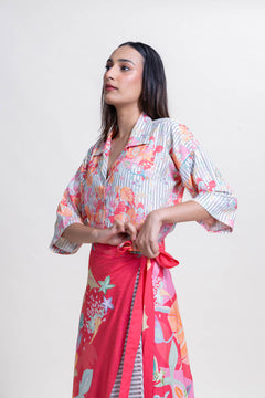 BOTTOMS Vasaka Layered Wrap Skirt (Full On Fuchsia)