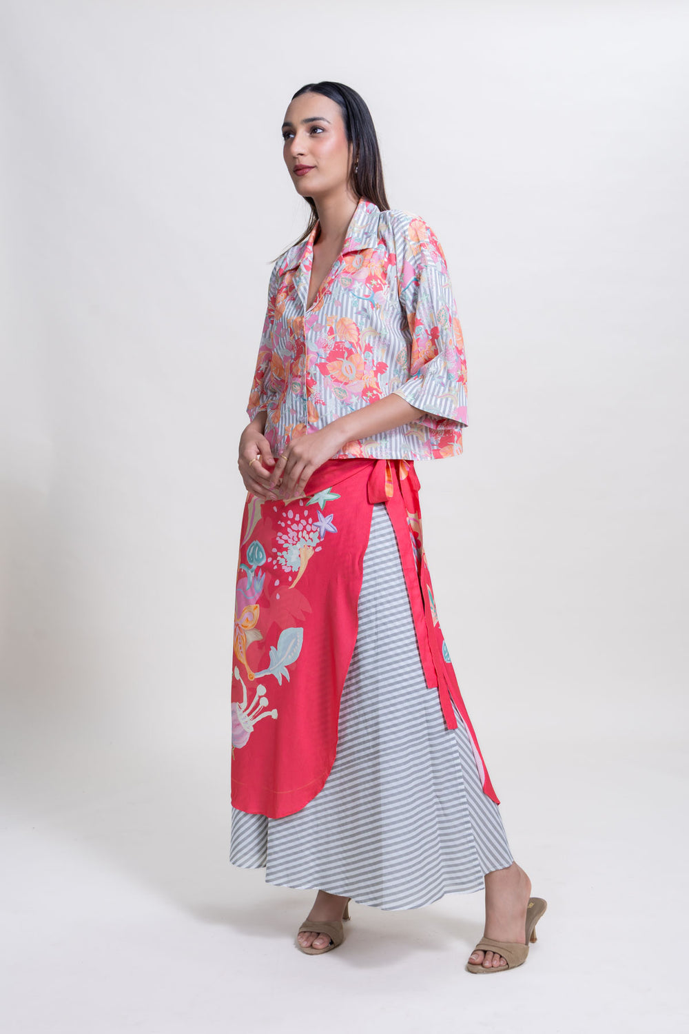 BOTTOMS Vasaka Layered Wrap Skirt (Full On Fuchsia)