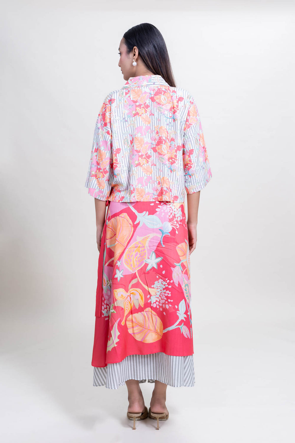 BOTTOMS Vasaka Layered Wrap Skirt (Full On Fuchsia)