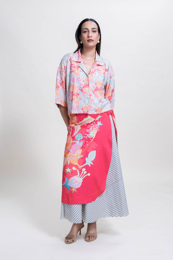 BOTTOMS Vasaka Layered Wrap Skirt (Full On Fuchsia)