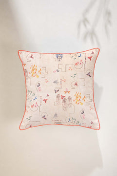 SHAMS & FLOOR CUSHIONS Garden Of Memories Parchment Beige Floor Cushion Cover (61 X 61 Cm)