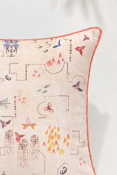 SHAMS & FLOOR CUSHIONS Garden Of Memories Parchment Beige Floor Cushion Cover (61 X 61 Cm)