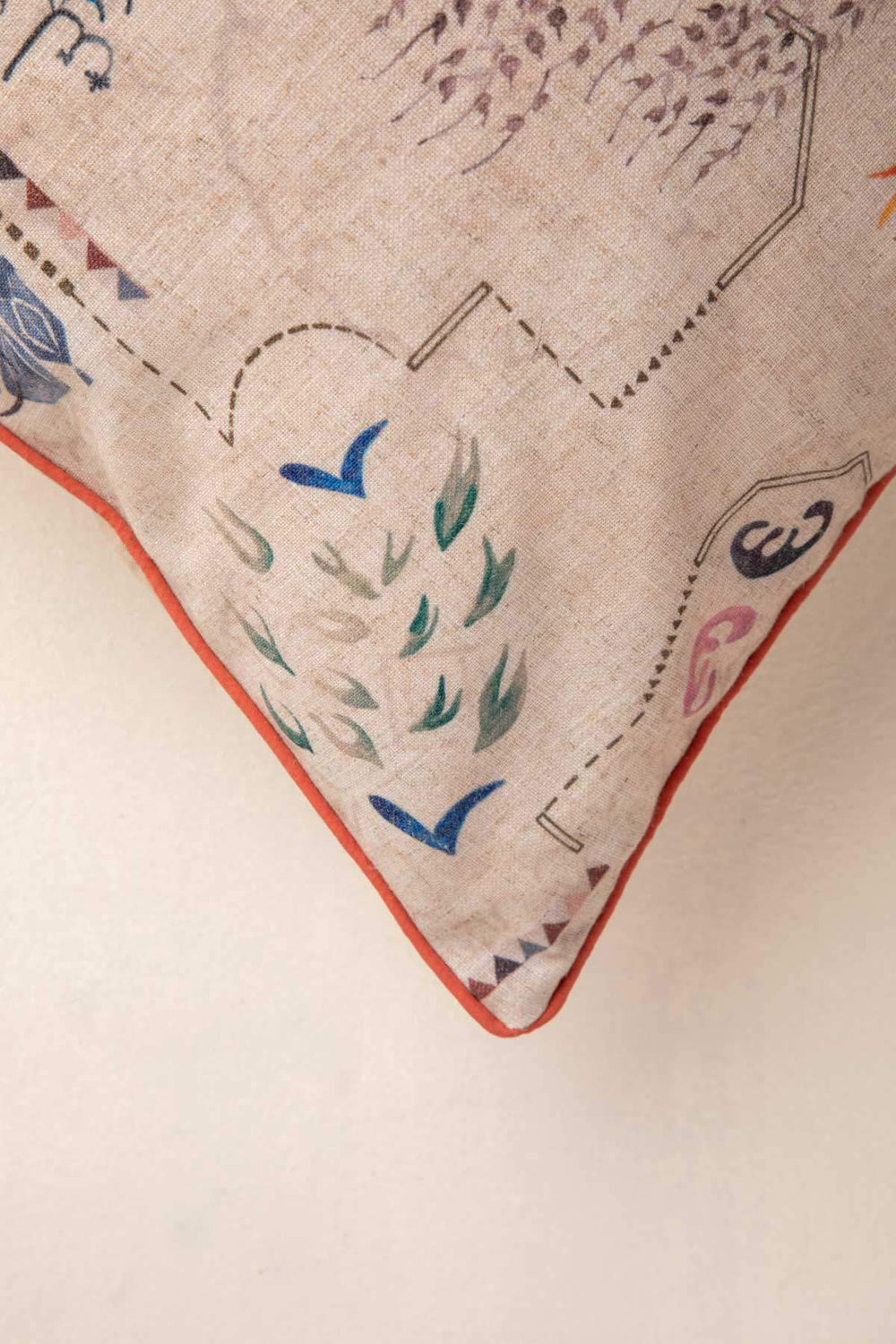 SHAMS & FLOOR CUSHIONS Garden Of Memories Parchment Beige Floor Cushion Cover (61 X 61 Cm)