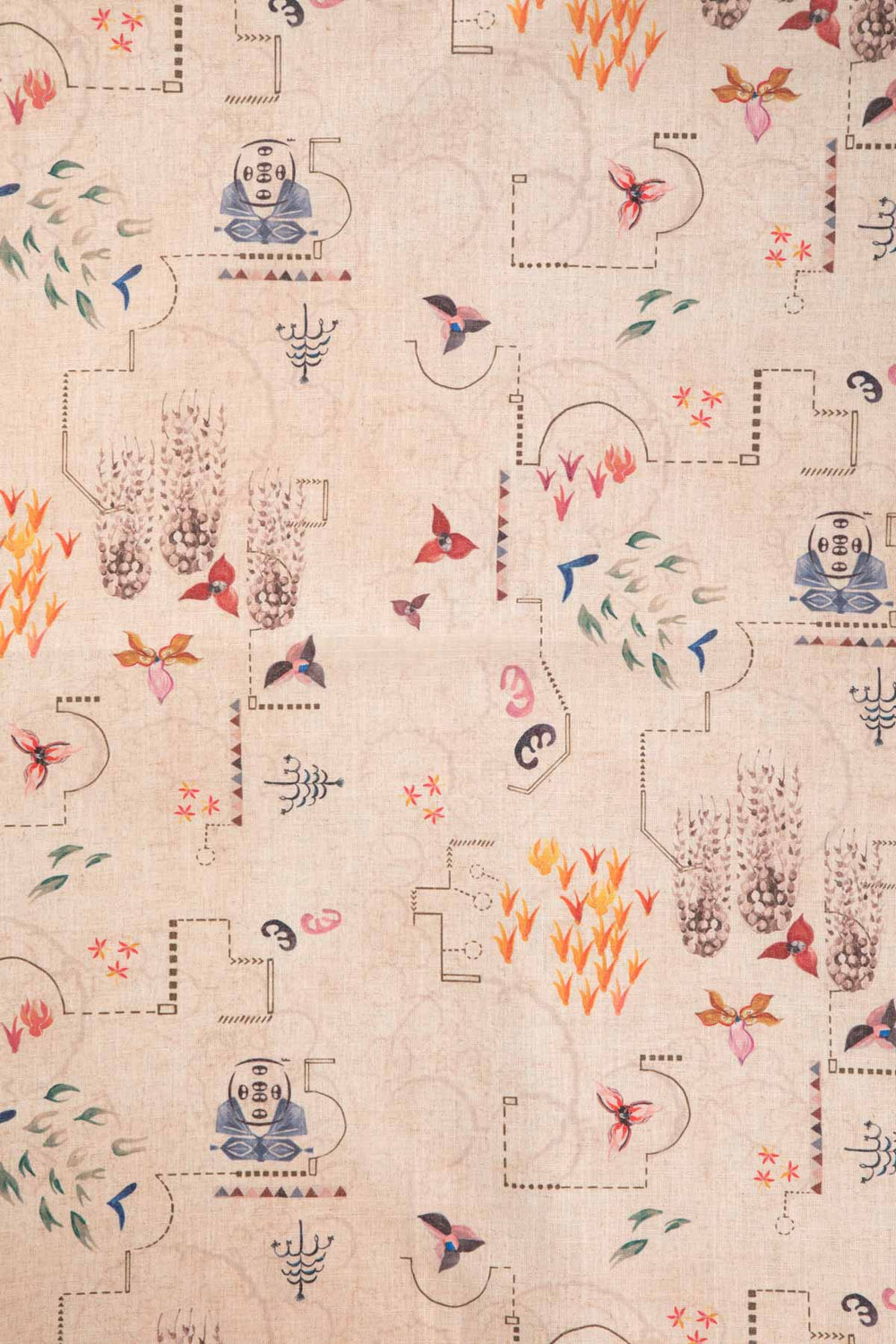 PRINT & PATTERN UPHOLSTERY FABRICS Garden Of Memories Printed Upholstery Fabric (Parchment Beige)
