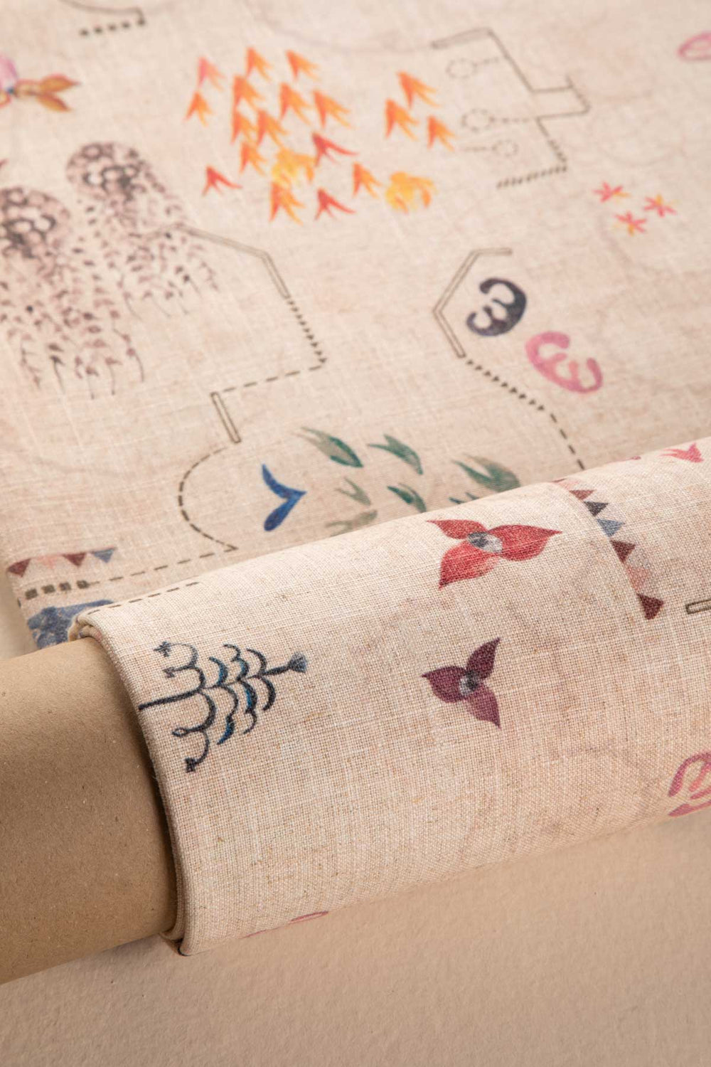 PRINT & PATTERN UPHOLSTERY FABRICS Garden Of Memories Printed Upholstery Fabric (Parchment Beige)