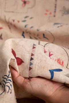 PRINT & PATTERN UPHOLSTERY FABRICS Garden Of Memories Printed Upholstery Fabric (Parchment Beige)