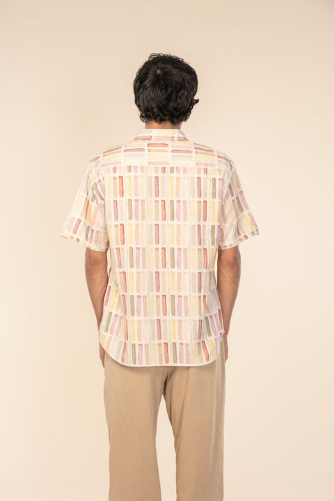 GEO BLOCKS RESORT SHIRT SAND LINES