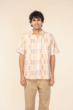 GEO BLOCKS RESORT SHIRT SAND LINES