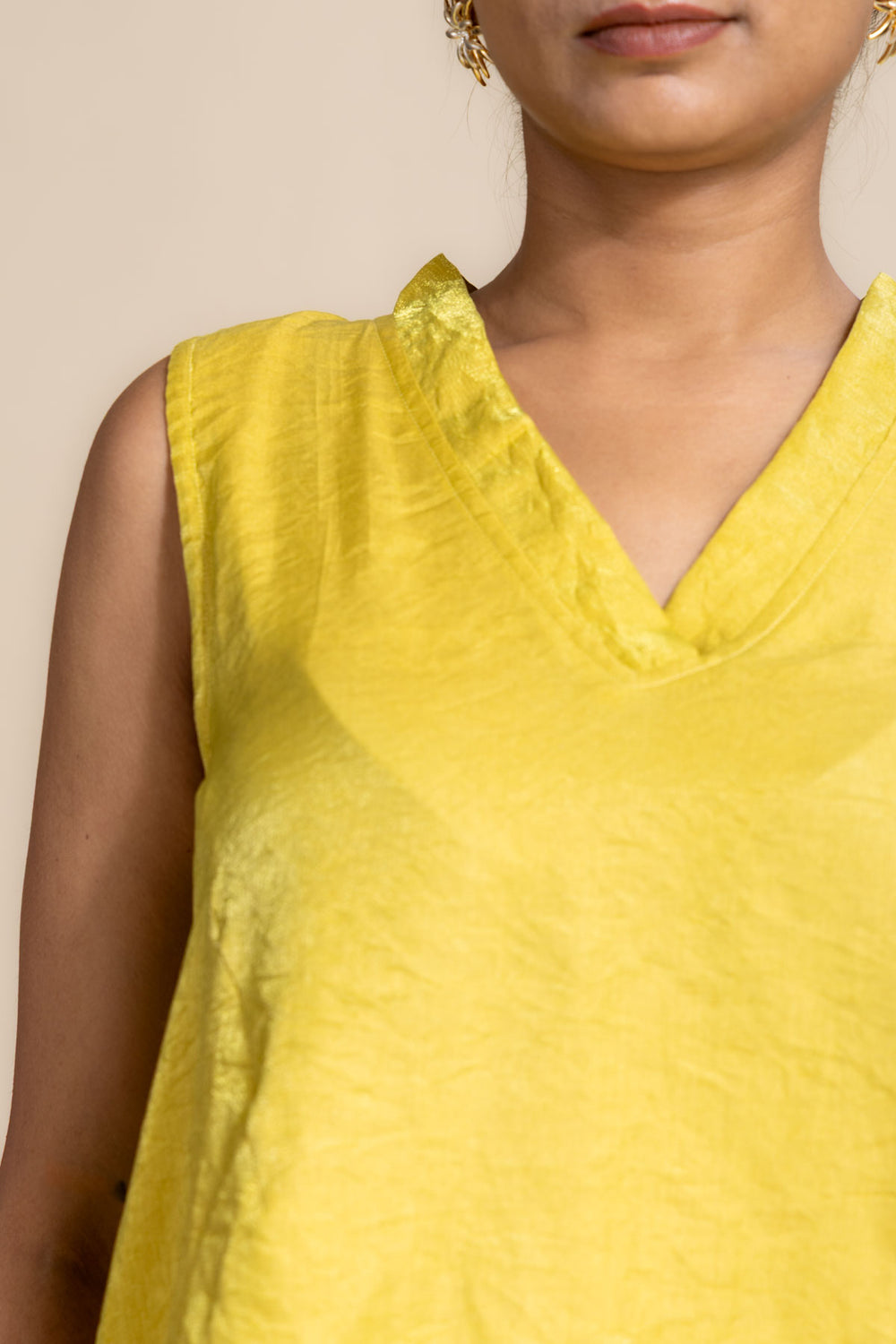 TOPS Glass Satin A-Line Top (Lime Luster)